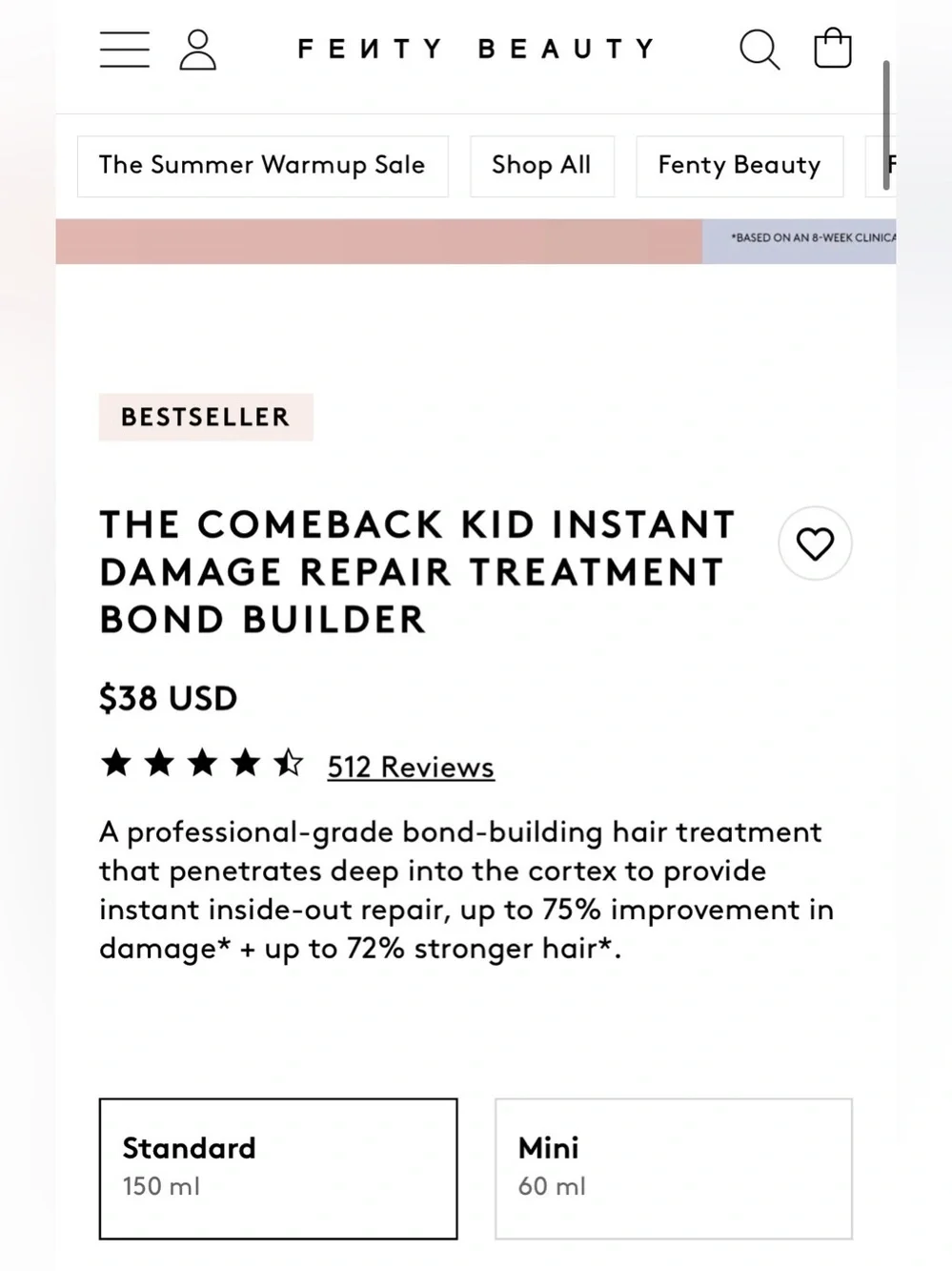 NEW Fenty Beauty- The Comeback Kid Instant Damage Repair Hair Treatment/ 5oz
